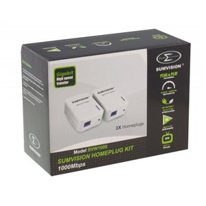 Sumvision SVW1000Twin 1000Mbps Powerline Ethernet AV Homeplug Twin